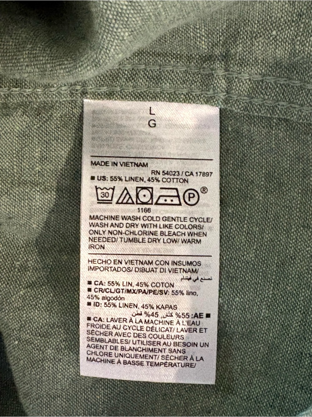 Old Navy Men’s Forest Shade Linen Blend Everyday Button Down Shirt Large - Picture 4 of 4